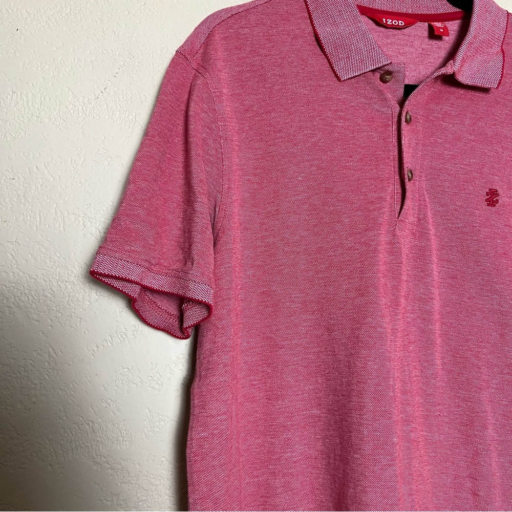Izod men short sleeve polo‎ red white shirt size M - Picture 8 of 14